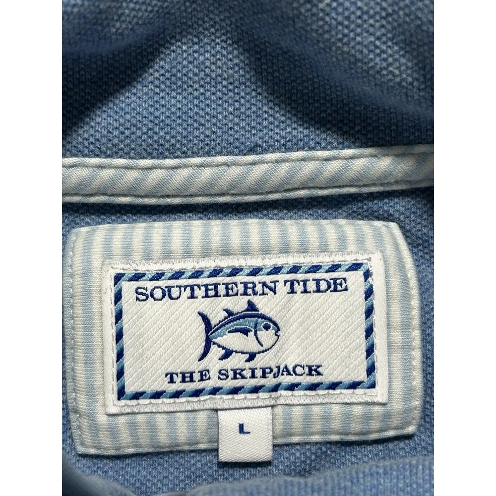 Southern Tide Men's L The Skipjack Quarter Zip Pullover Blue Cotton Blend